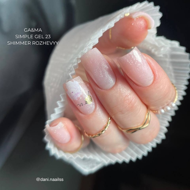 Simple gel 023 Shimmer rozhevyy / Сімпл гель 023 Шиммер рожевий, 30 мл